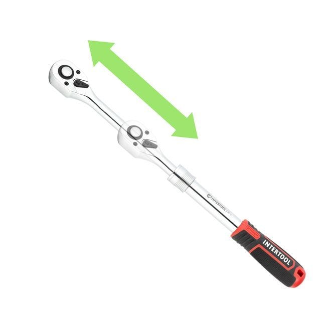 Рукоятка з храповим механізмом телескопічна, 72 зуба 1/2 ", Cr-V STORM ET-8006