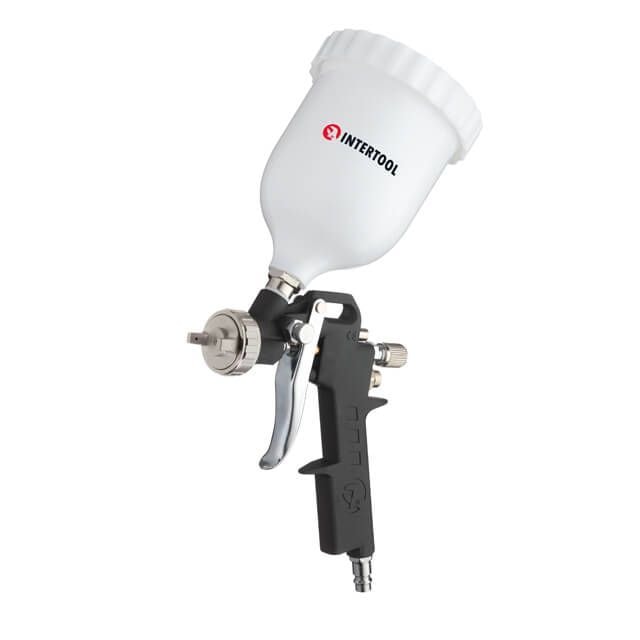 Фарбопульт пневматичний HP, форсунка: 1,5 мм, верхній пластиковий бачок: 600 мл, 3 регулювання, 5 бар PT-0210