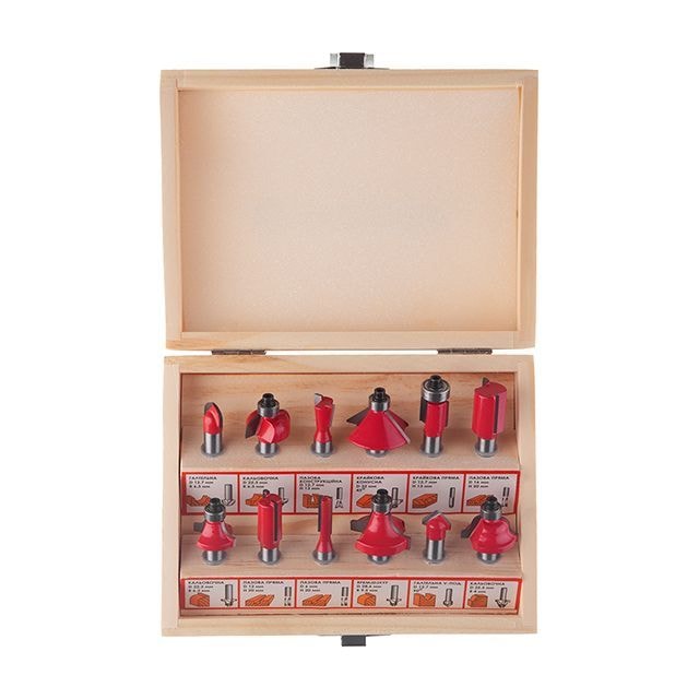 Набір фрез кінцевих по деревині, 12 шт. HT-0071