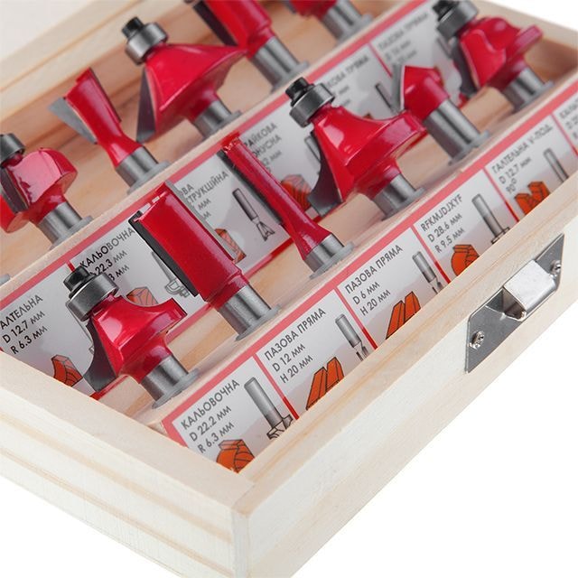 Набір фрез кінцевих по деревині, 12 шт. HT-0071