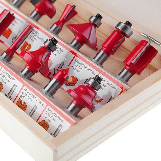 Набір фрез кінцевих по деревині, 12 шт. HT-0071