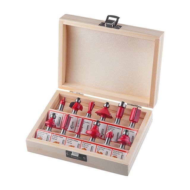 Набір фрез кінцевих по деревині, 12 шт. HT-0071