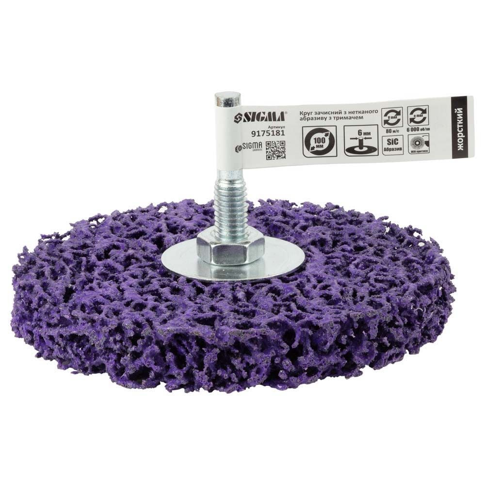 Круг зачисний з нетканого абразиву (корал) O100мм з тримачем фіолетовий жорсткий 9175181