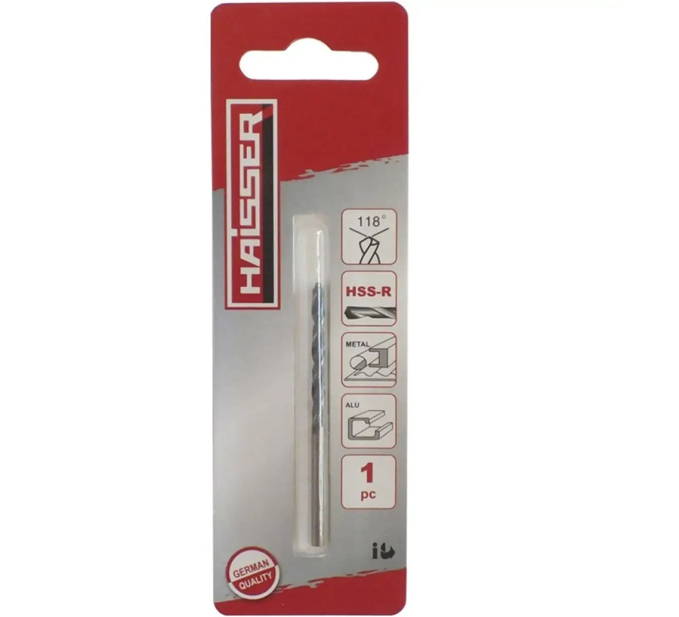 Сверла по металлу 10.0х87х133мм HSS-R ц/х ср. с. Кобальт покр (DIN 338), уп. 1шт блістер HAISSER 88491