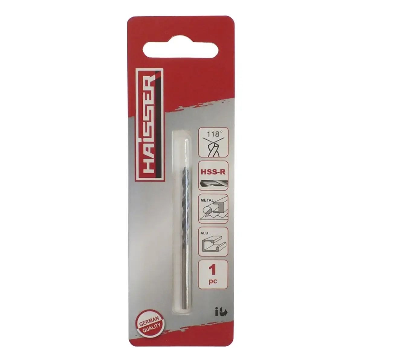 Сверла по металлу 8.0х75х117мм HSS-R ц/х ср. с. Кобальт покр (DIN 338), уп. 1шт блістер HAISSER 88488