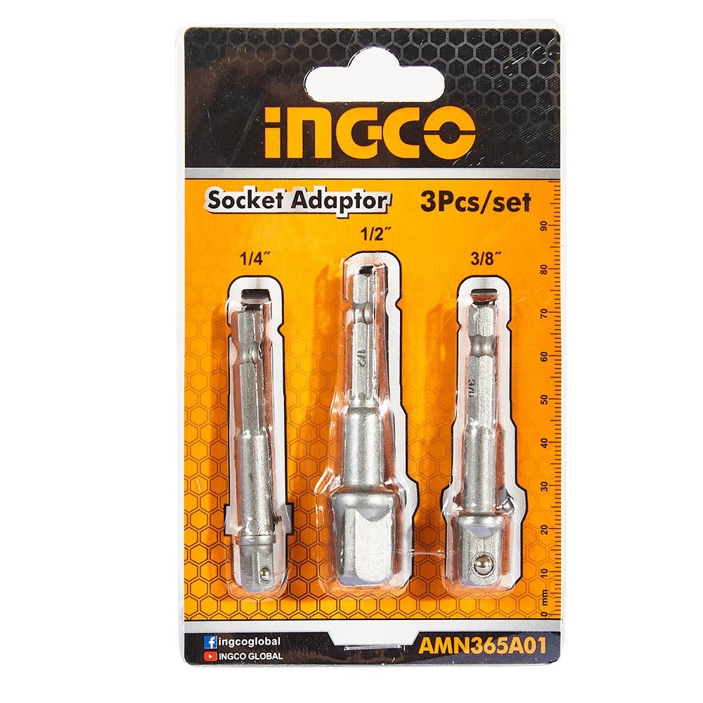 Набір перехідників до торцевих головок 1/2", 1/4" и 3/8" 3 шт INGCO