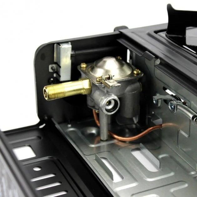 Портативна газова плита однокомфоркова пєзопідпал з перехідником під балон у кейсі 993184 Happy Home