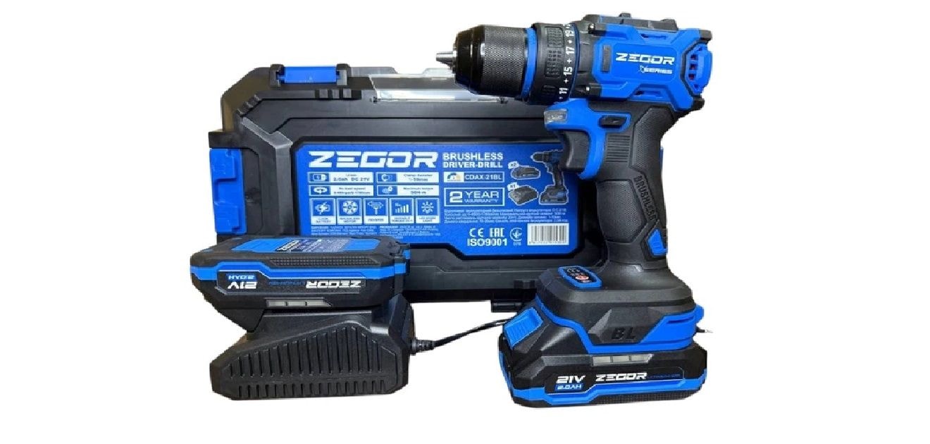 Акумуляторний шуруповерт ZEGOR CDAX-21BL 21V, дриль-шуруповерт, швидкозатискний патрон 4110