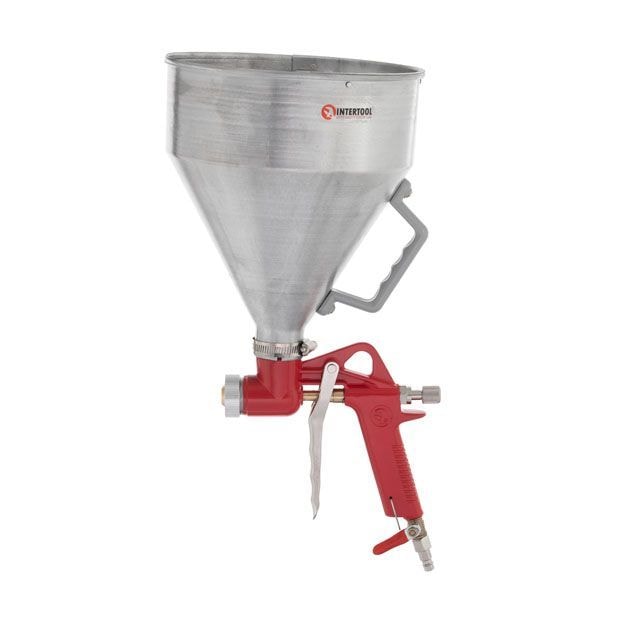 Розпилювач штукатурний пневматичний, форсунки: 4, 6, 8 мм, верхній металевий бачок, 6000 мл, 3-6 атм PT-0401