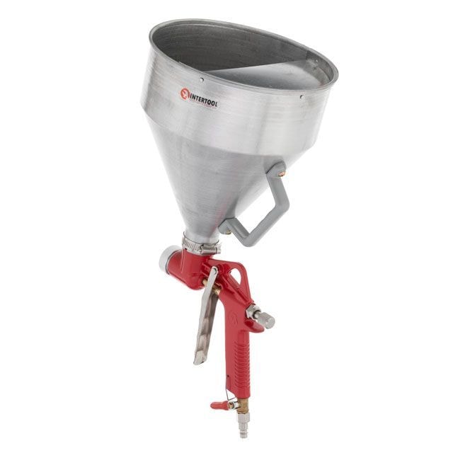 Розпилювач штукатурний пневматичний, форсунки: 4, 6, 8 мм, верхній металевий бачок, 6000 мл, 3-6 атм PT-0401
