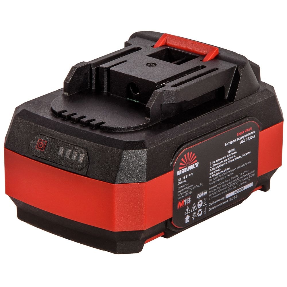 Акумуляторна батарея Vitals ASL 1830cs 18V 3.0Ah Li-Ion, LED індикатор заряду, для інструментів M-Type 18 235354