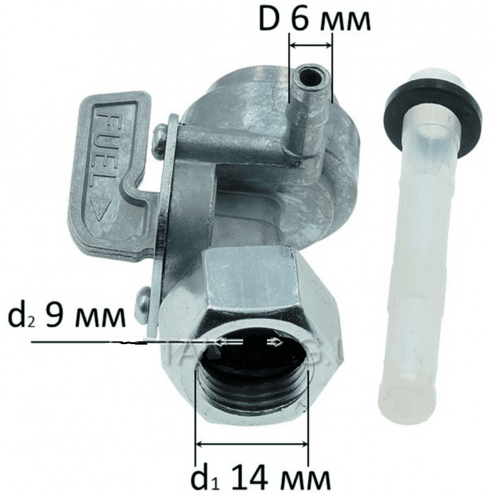 Кран паливного бака генератора 188F/190F (вліво, внутрішнє різьблення) gen267 DK Moto