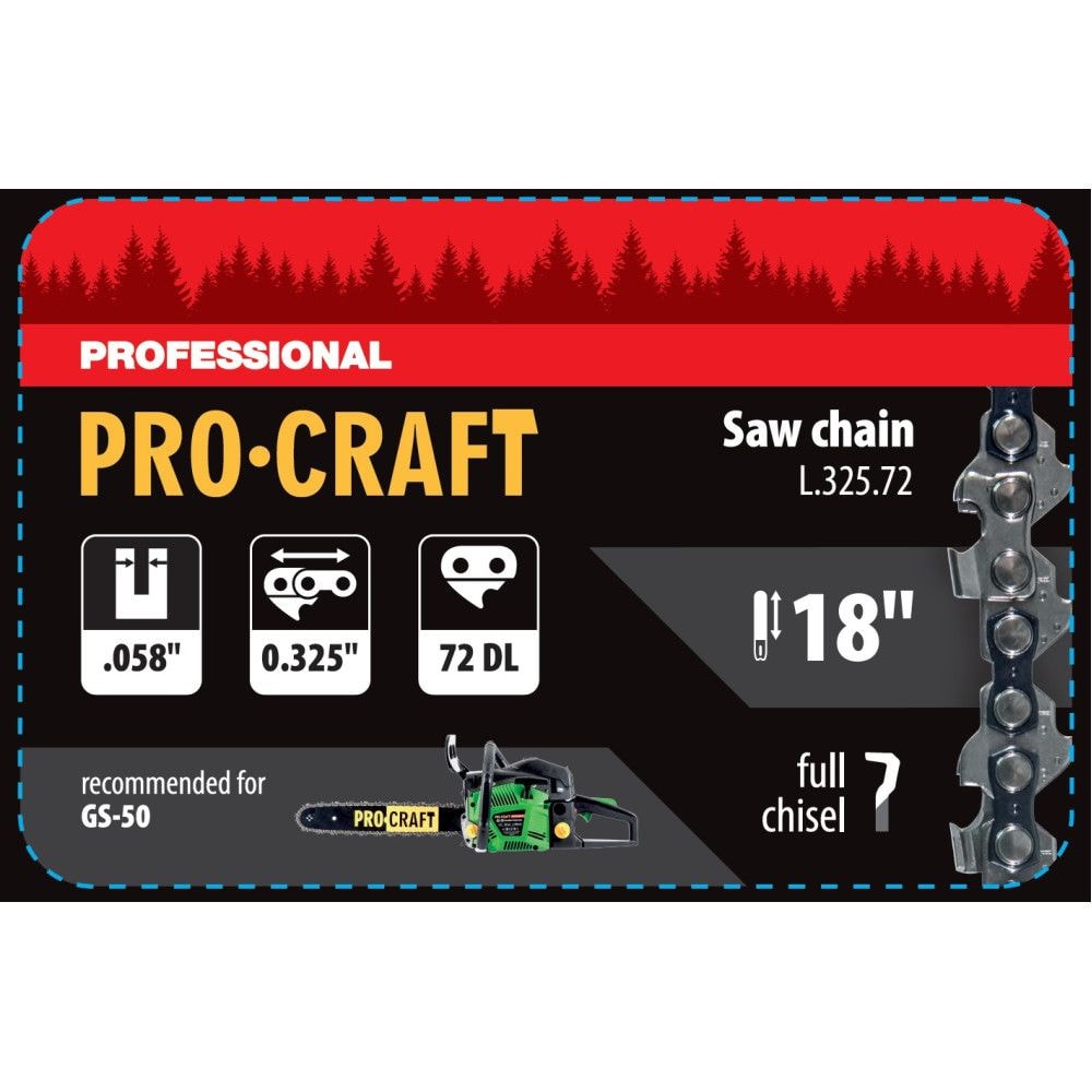 Ланцюг для ланцюгової пили Procraft L-325/72 L32572