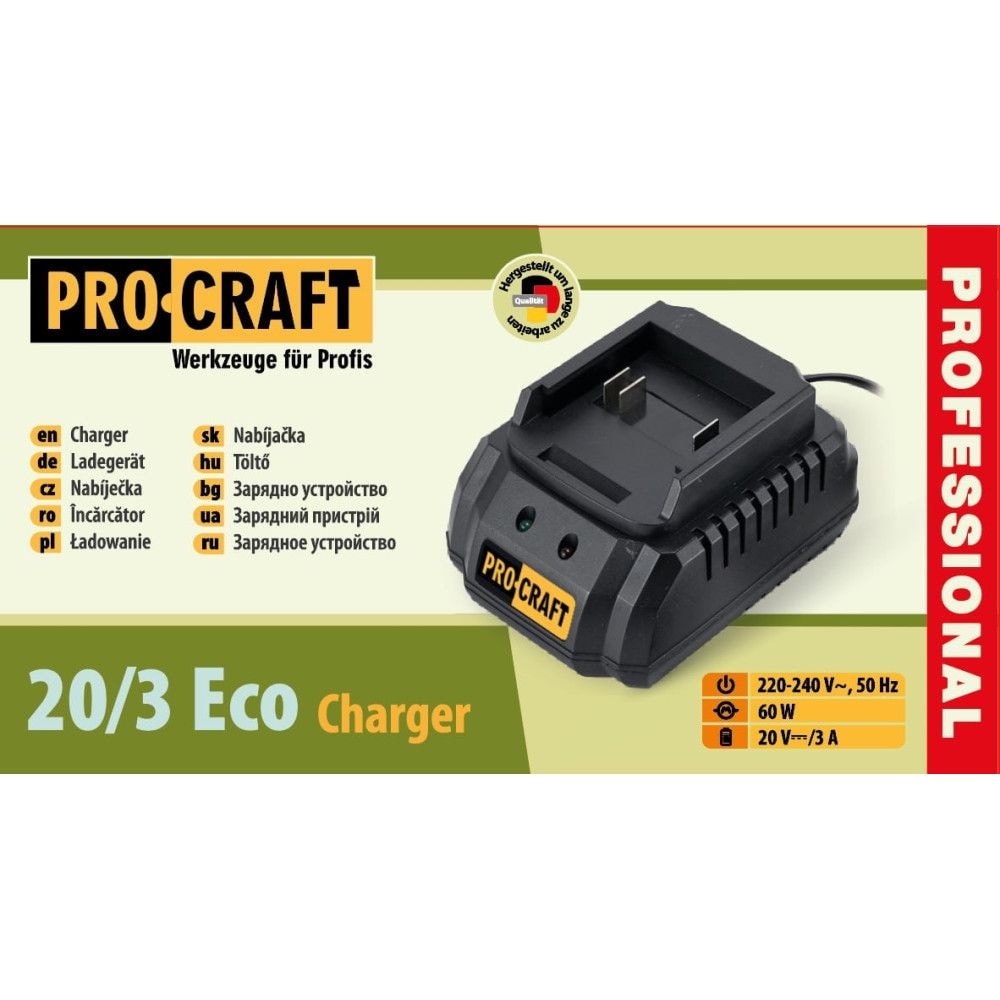 Зарядний пристрій PRO-CRAFT 20/3 Eco 032034