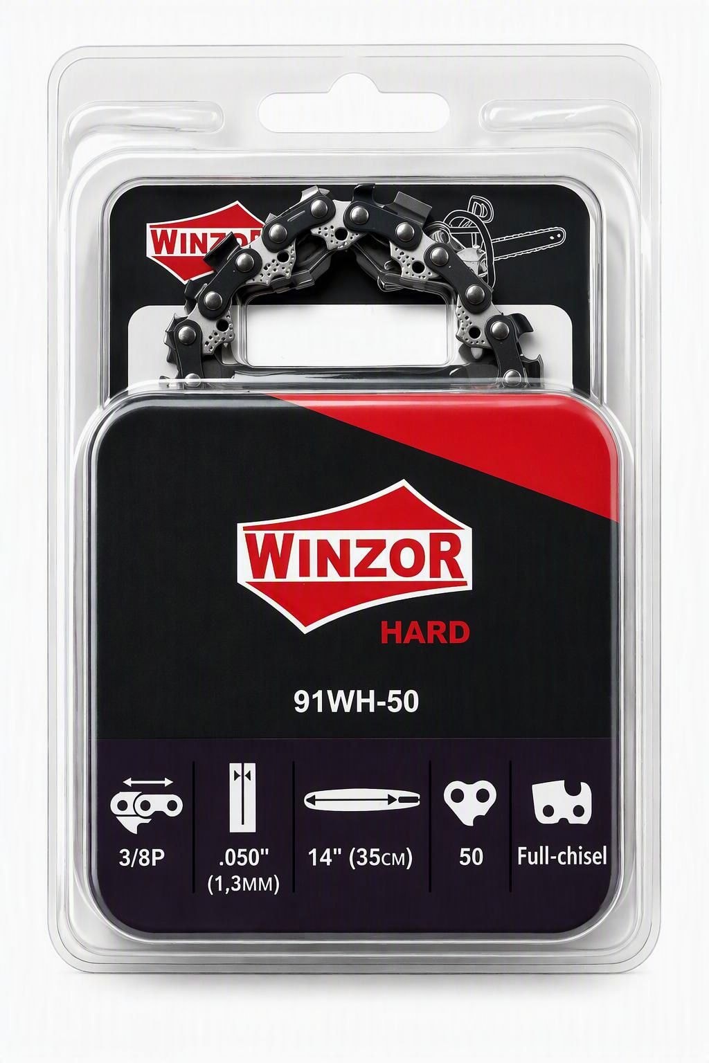 Winzor HARD 91WH 25 зубів - 3/8 піко - 1.3 мм - 50 ланок Супер зуб (Блістер заводська склепка) 6520112