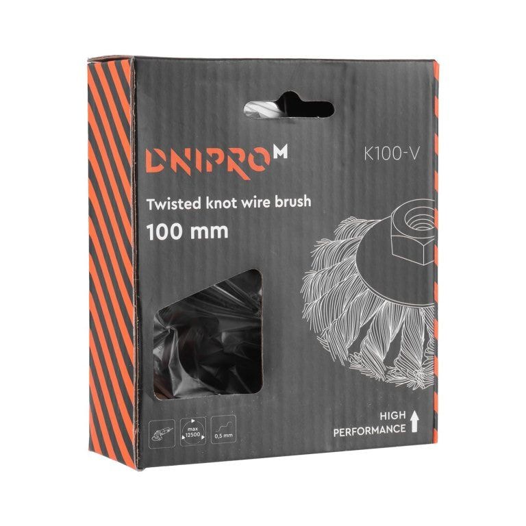 Щітка по металу Dnipro-M K100-V конусна, плетений дріт 100 мм (49605-000)
