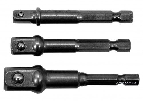 Тримачі-адаптери торцевих головок YATO : HEX 1/4" > 1/4", 3/8", 1/2", 3 шт. YT-04685