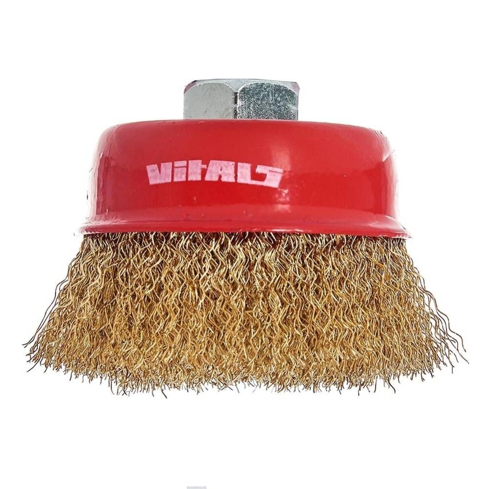 Щітка чашка Vitals гофрована латунована 75 мм М14, 0.3 мм 174511