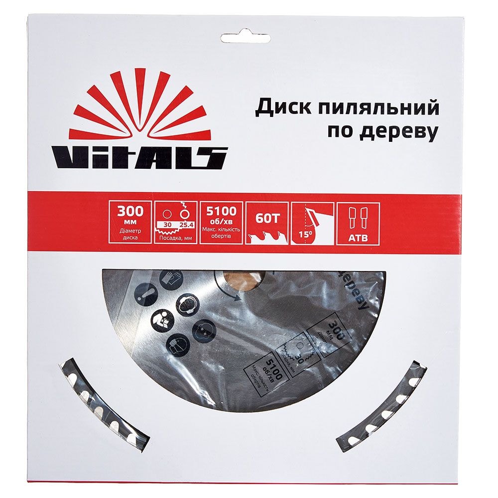 Диск пильний Vitals по дереву 300x30/25.4, ATB 60 168145