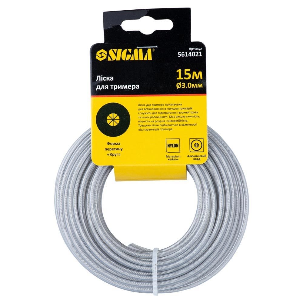 Ліска для тримера з алюмінієвим кордом O3.0мм 15м 5614021