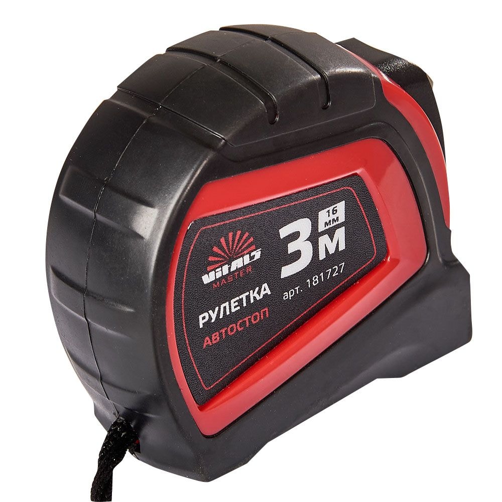 Рулетка 3 м х 16 мм автостоп Vitals Master 181727