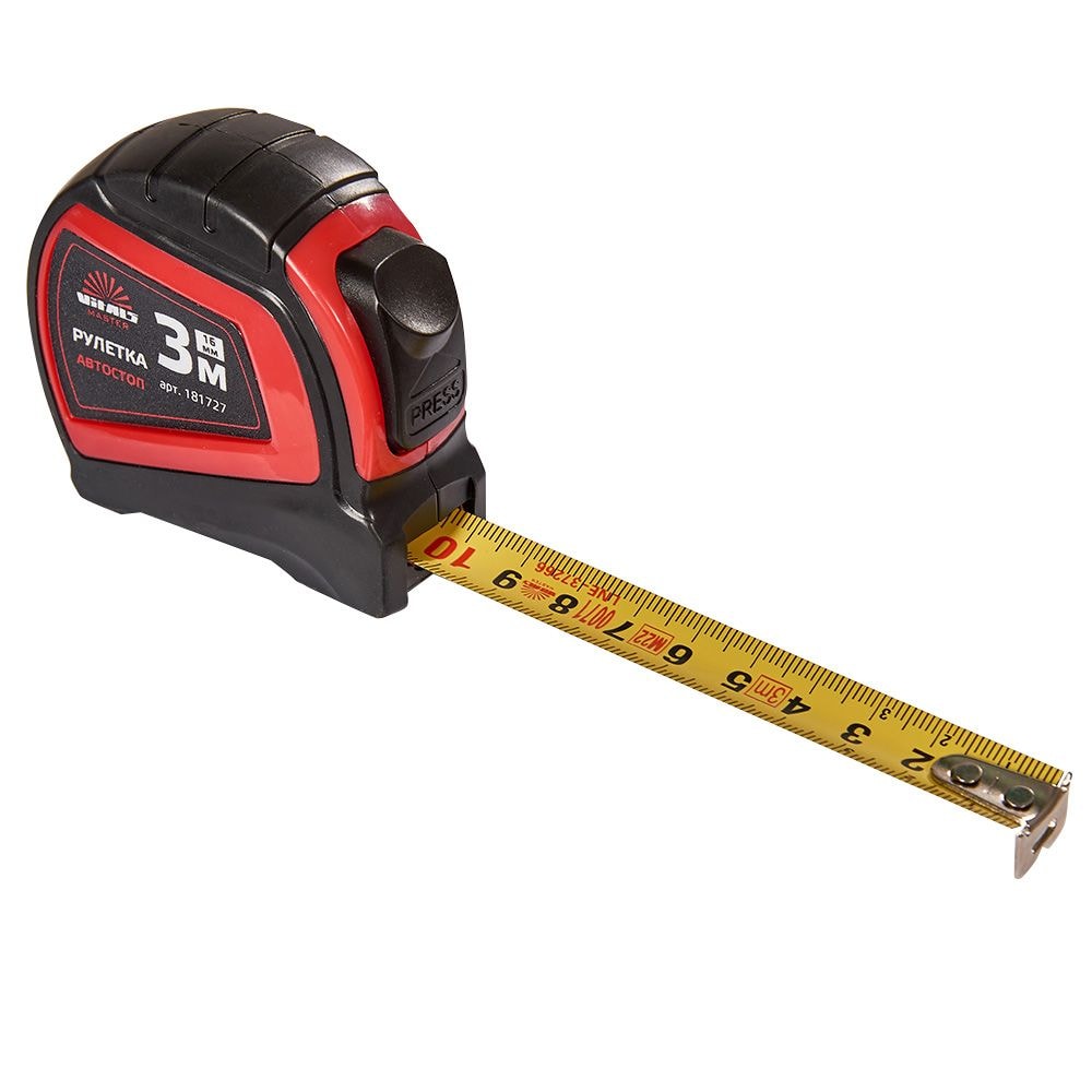 Рулетка 3 м х 16 мм автостоп Vitals Master 181727