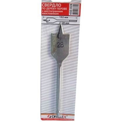 Свердло по дереву перове 28 мм з шестигранним хвостовиком D430-028