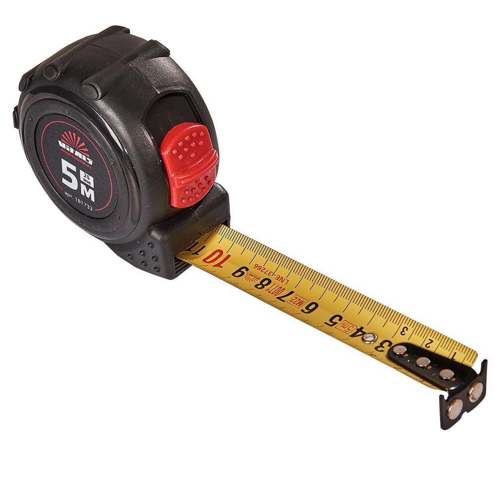 Рулетка прогумована з нейлоновим покриттям полотна 5 м x 25 мм Vitals Professional 181733