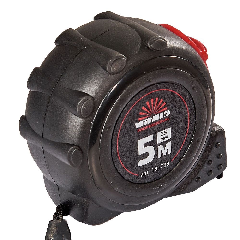 Рулетка прогумована з нейлоновим покриттям полотна 5 м x 25 мм Vitals Professional 181733