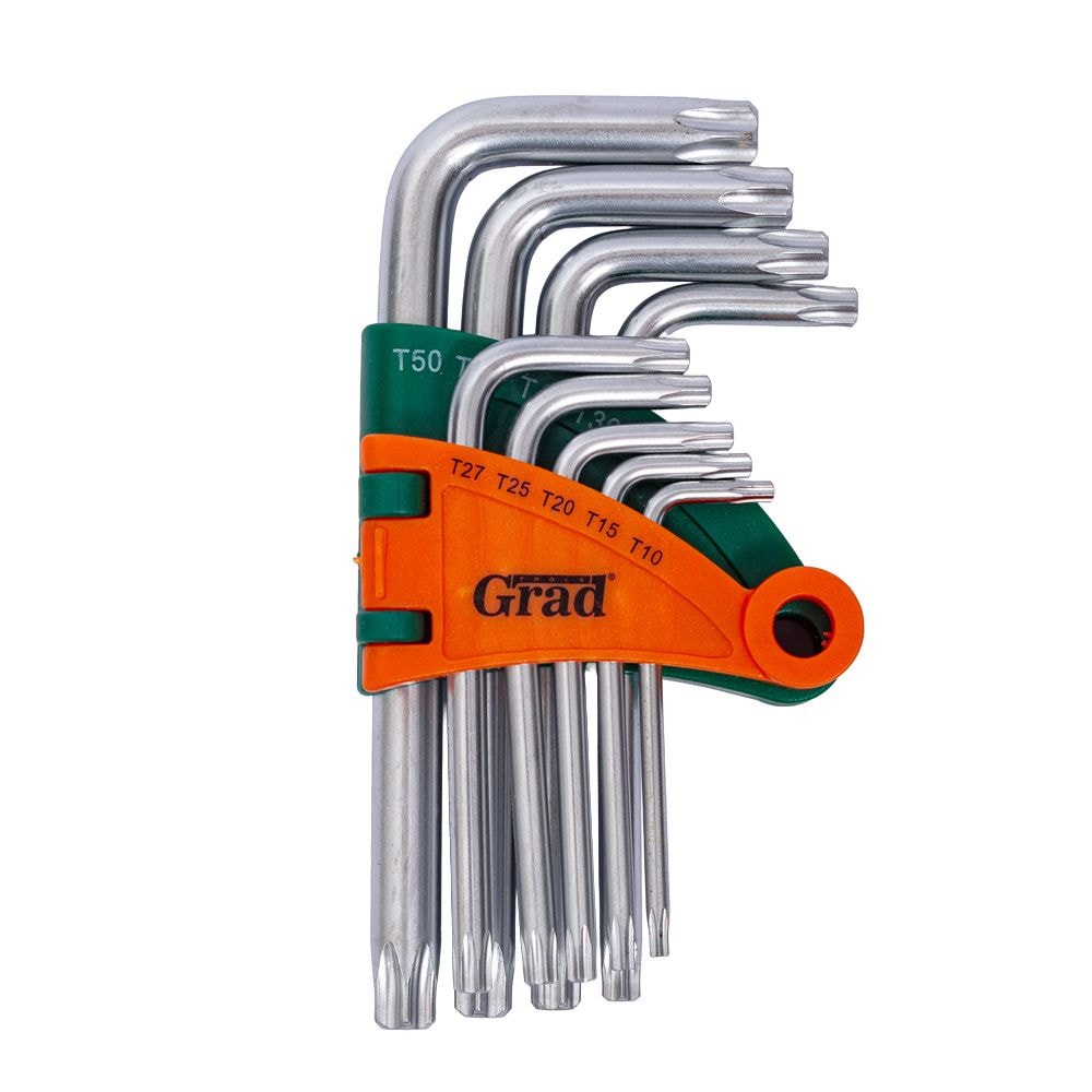Ключі torx 9шт T10-T50мм CrV (короткі з отвором) Grad 4022275