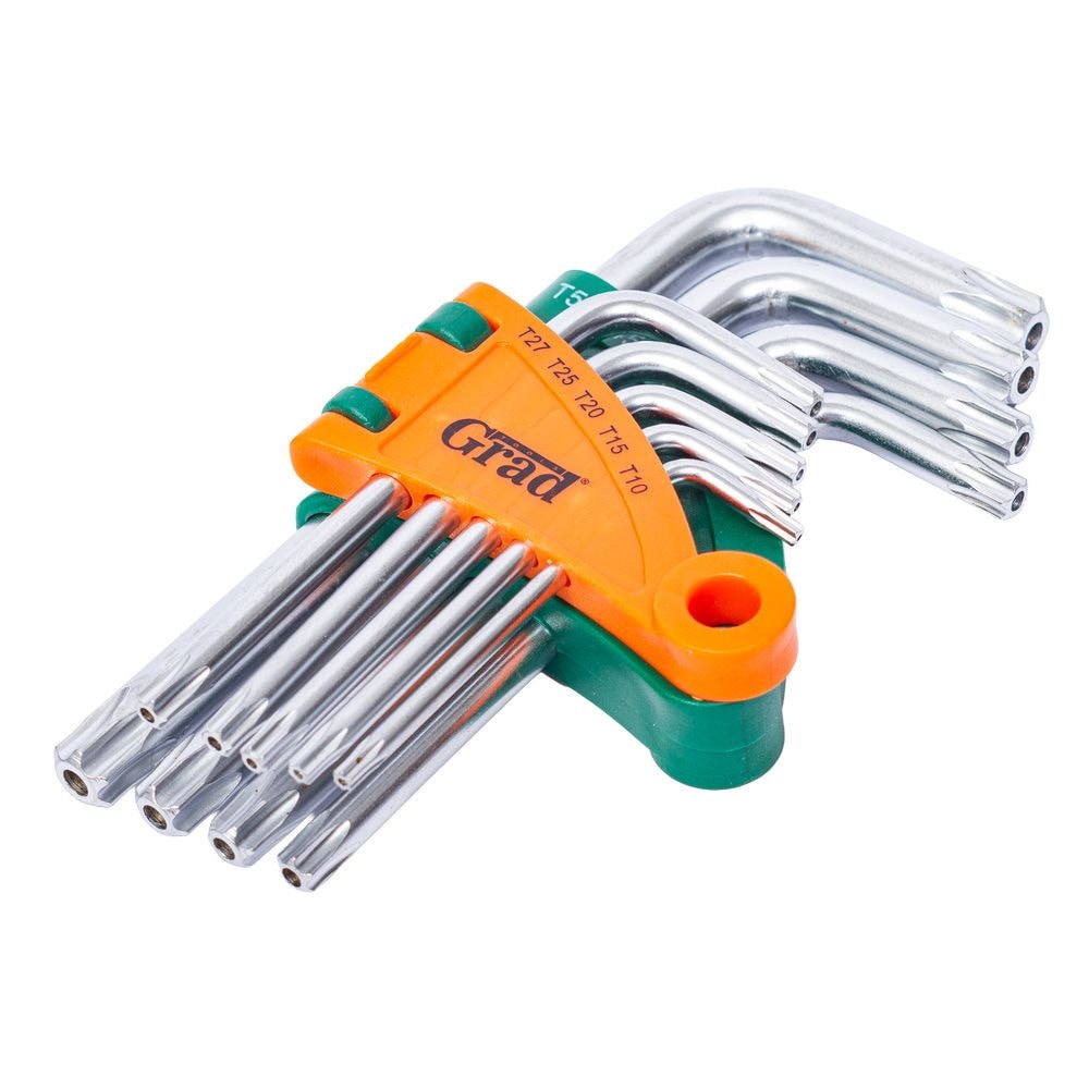 Ключі torx 9шт T10-T50мм CrV (короткі з отвором) Grad 4022275