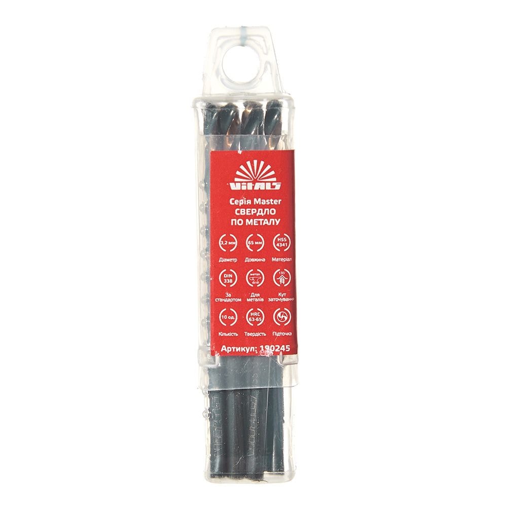 Свердло по металу HSS 4341 3,2 (1 шт.) Vitals Master 190245