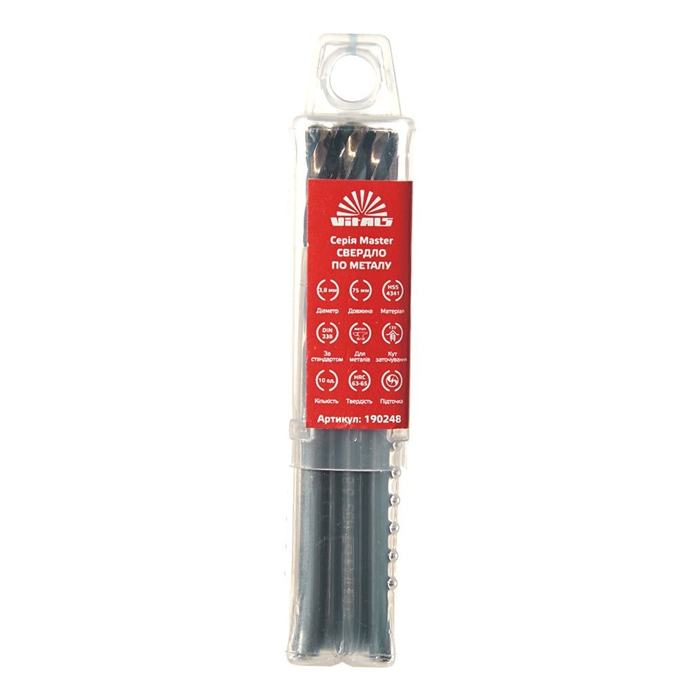 Свердло по металу HSS 4341 3,8 (1 шт.) Vitals Master 190248