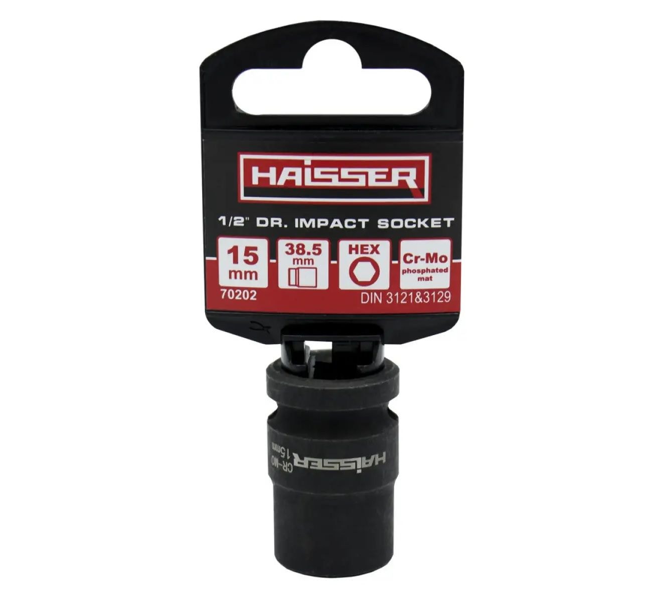 Головка ударна шестигранна 1/2" фосфатована матова 15ммx38.5мм HAISSER 117556