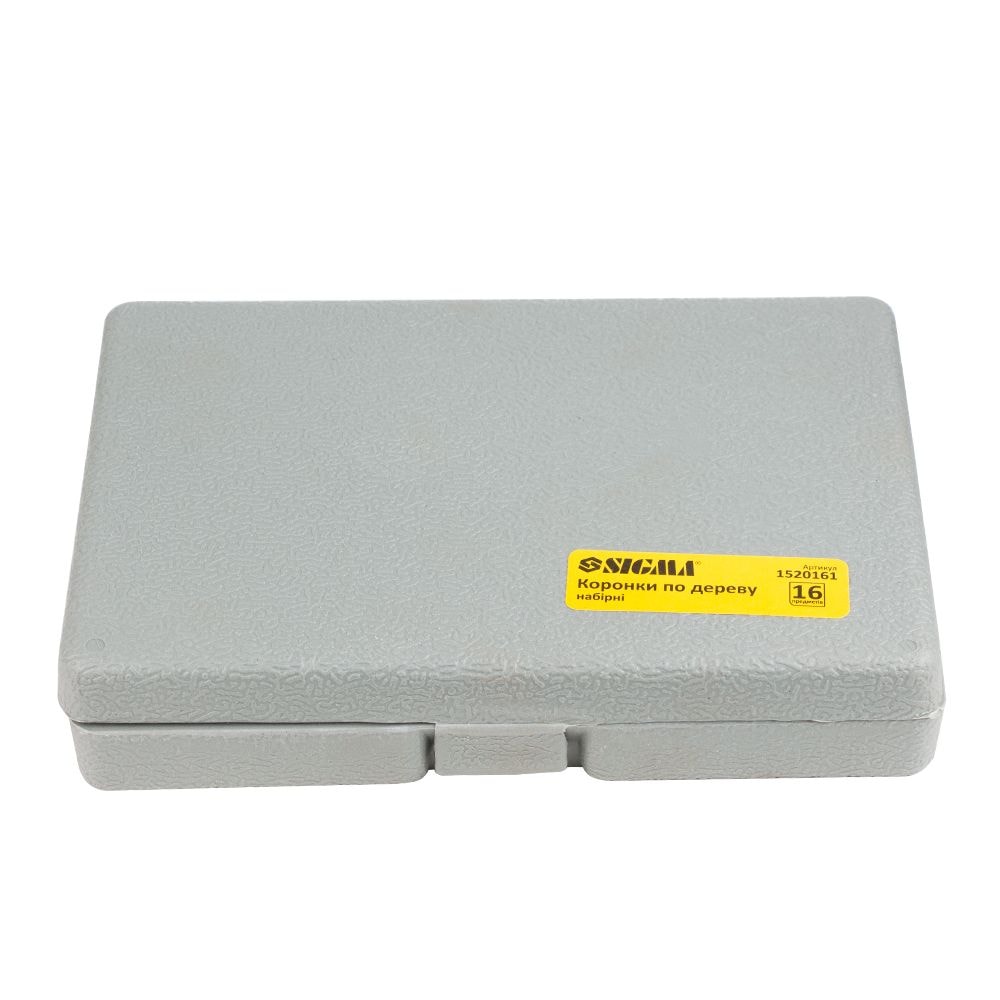 Коронки по дереву набірні 16шт O19,22,29,32,38,44,51,64,76,89,102,127мм (кейс) 1520161