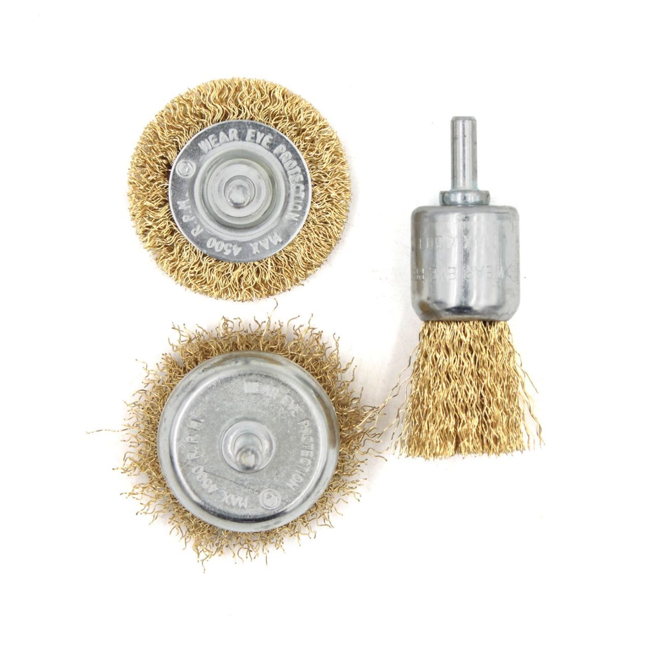 Щітки-крацовка набір 3 шт для дрилі ? 25, 50, 50 мм, рифлена латуньована 07-06-9003