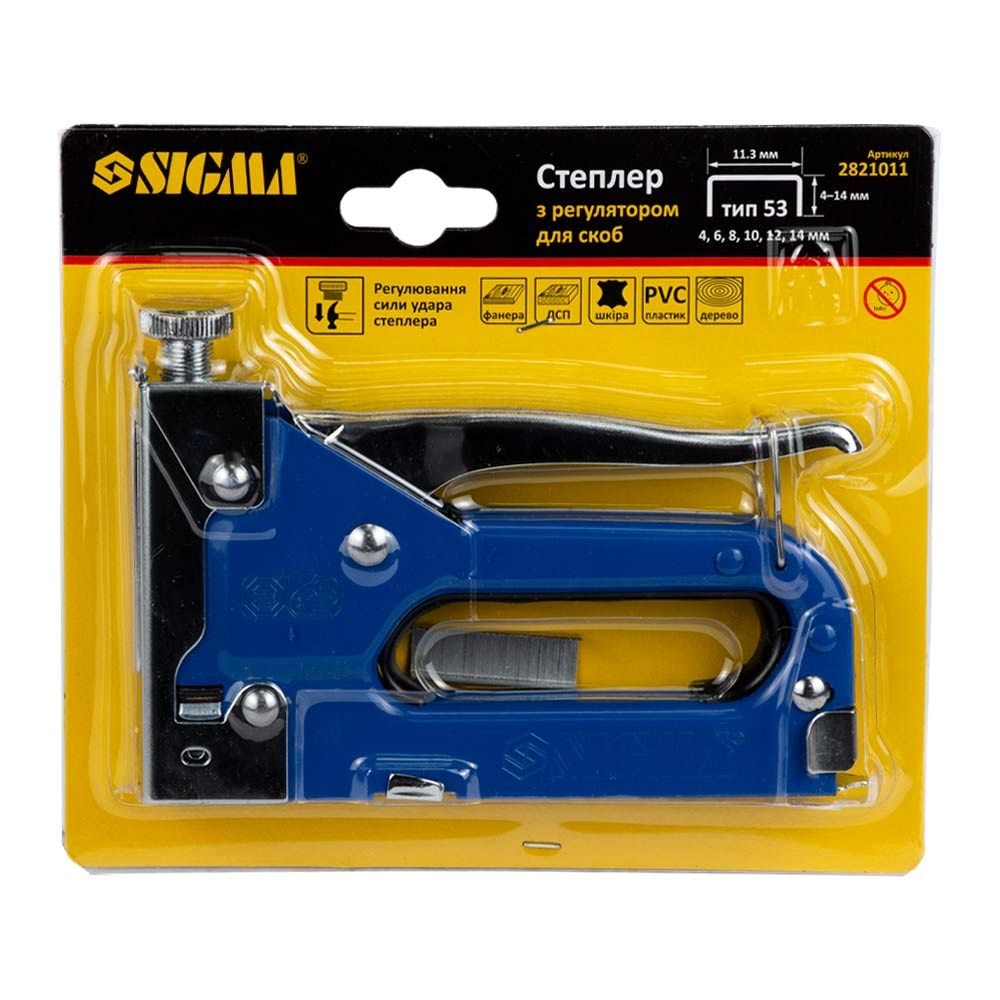 Степлер з регулятором для скоб 4-14мм (синій) 2821011