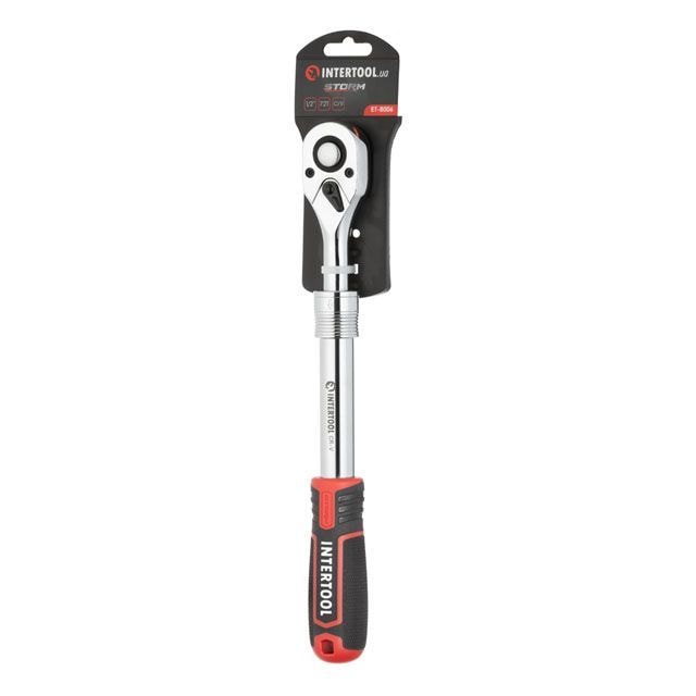 Рукоятка з храповим механізмом телескопічна, 72 зуба 1/2 ", Cr-V STORM ET-8006