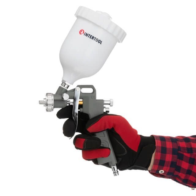 Фарбопульт пневматичний HP, форсунка: 1,5 мм, верхній пластиковий бачок: 600 мл, 5 бар PT-0204