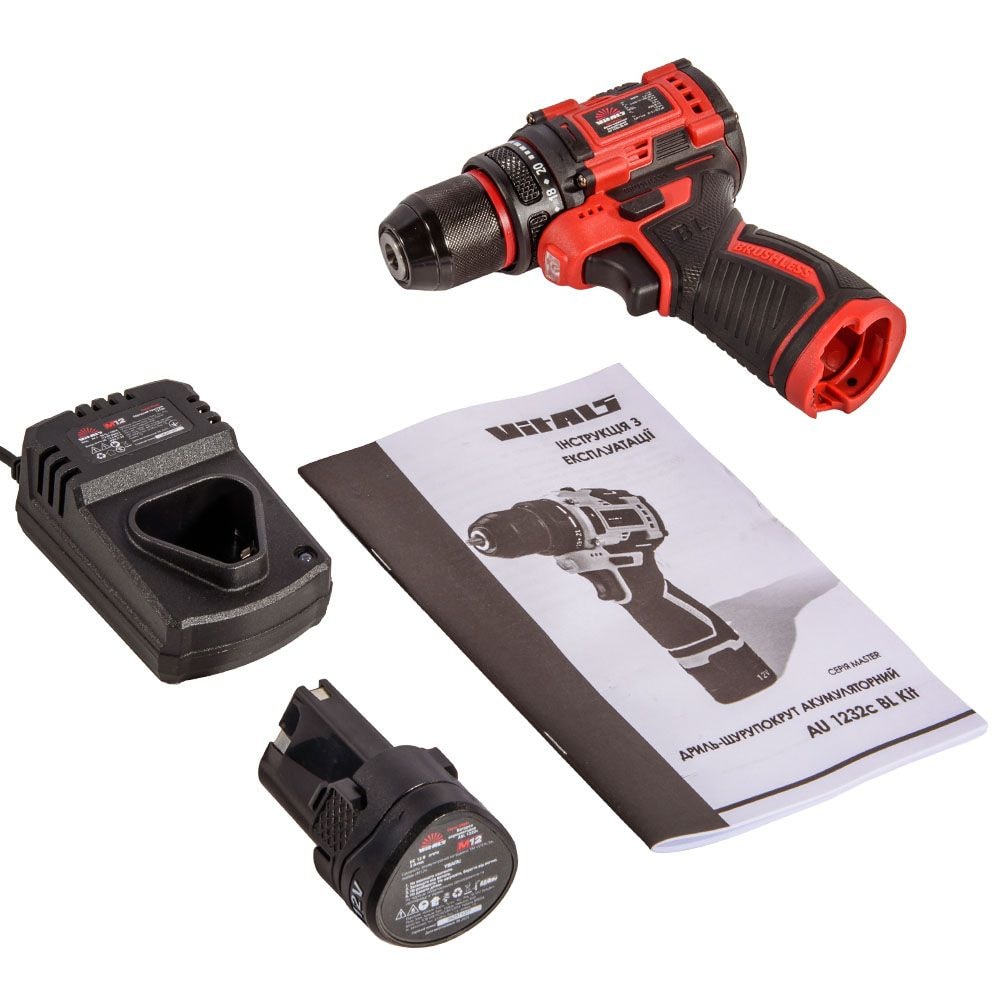 Дриль-шурупокрут акумуляторний Vitals Master AU 1232c BL Kit 235676