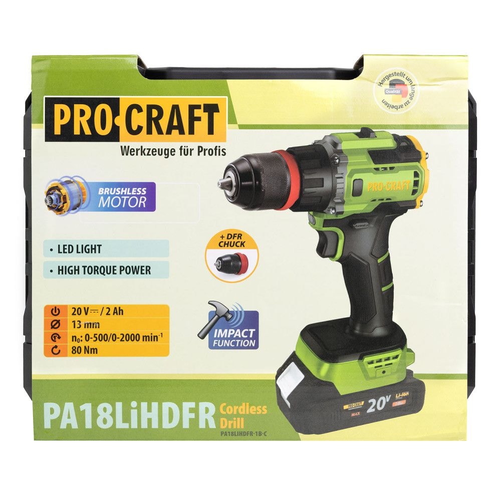 Шурупокрут акум. PRO CRAFT PA-18LiH DFR (1 АКБ 20В 2А/г ) 001821