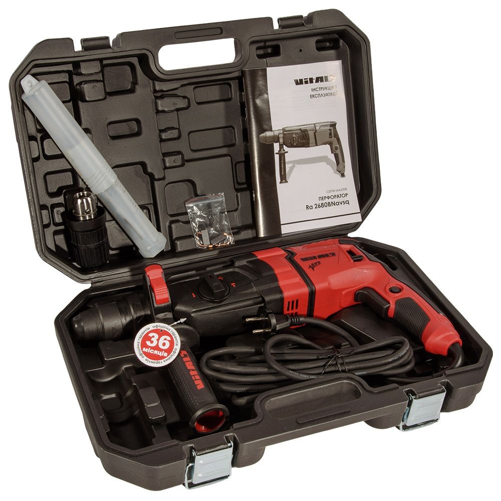 Перфоратор Vitals Master Ra 2680BNavsq 800 Вт, 3 Дж, SDS-Plus, 3 режими роботи, кейс 243913