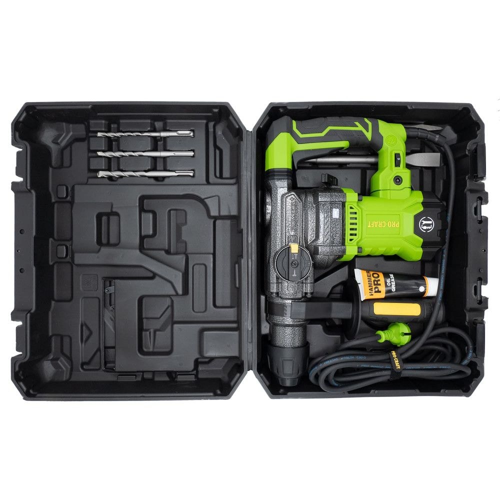 Перфоратор PRO-CRAFT BH-1800 1500 Вт, 5.5 Дж, SDS-Plus, 3 режими роботи, 0-4300 уд/хв, кейс 018003